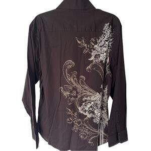 7 Diamonds Shirt XL Brown Button Down Long Sleeve